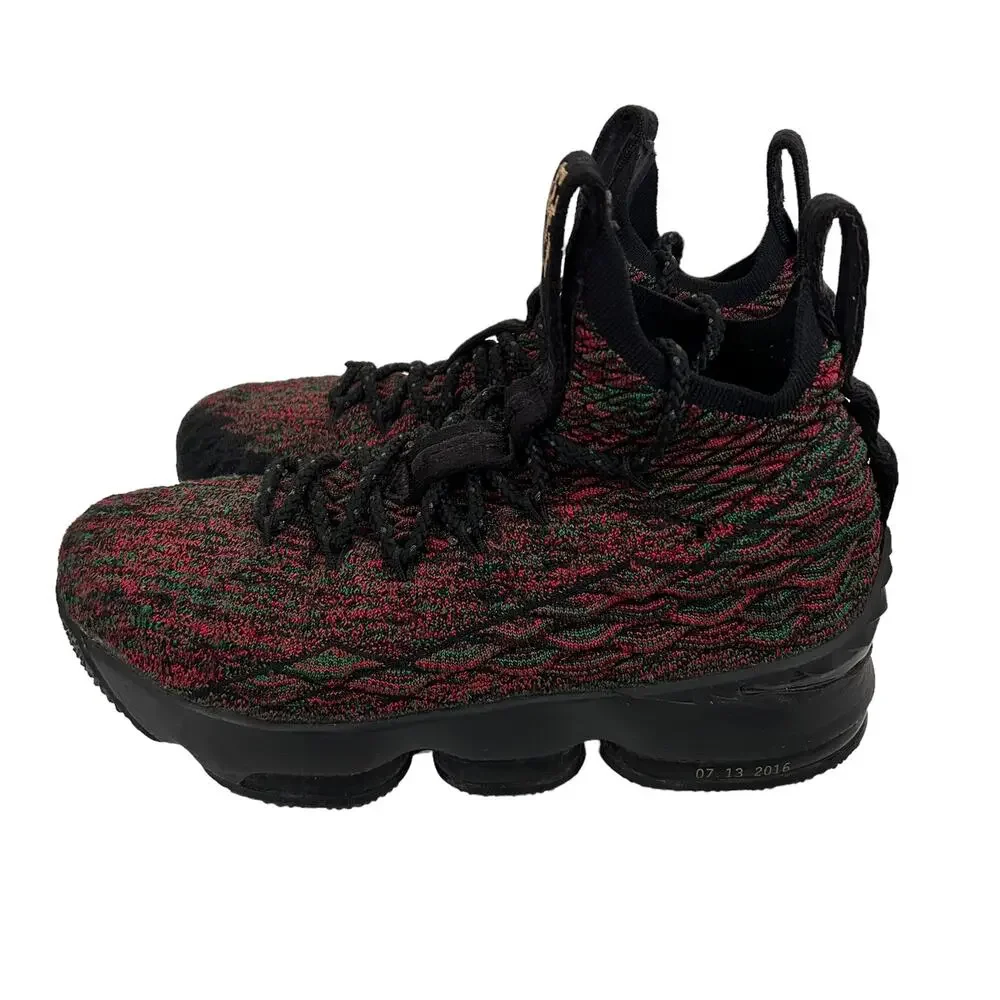 Nike Lebron 15 GS BHM Sneakers Black Green Red Sz 6Y